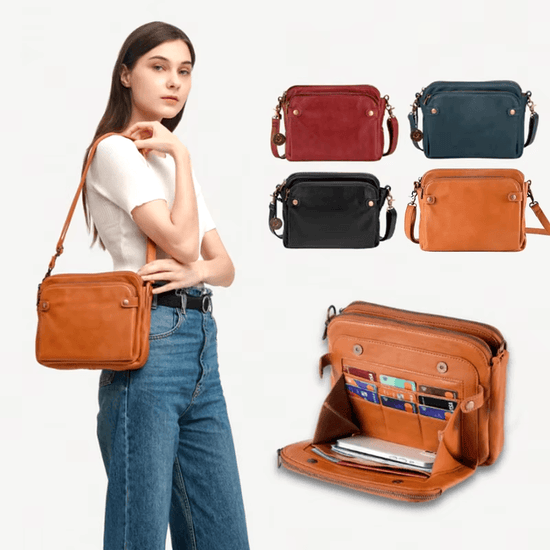 Sacs à Bandoulière en Cuir à Trois Couches pour Femmes - Droxev