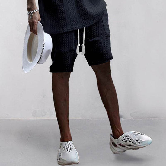 Short jacquard décontracté multi-poches pour le sport, droit et large, style printemps-été - Droxev