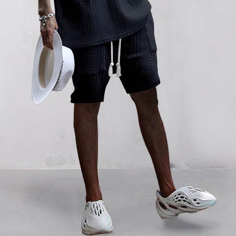 Short jacquard décontracté multi-poches pour le sport, droit et large, style printemps-été - Droxev
