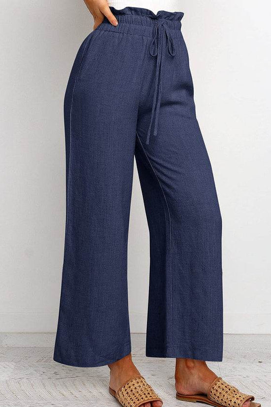 Pantalon large Pantalon court de couleur unie - Droxev