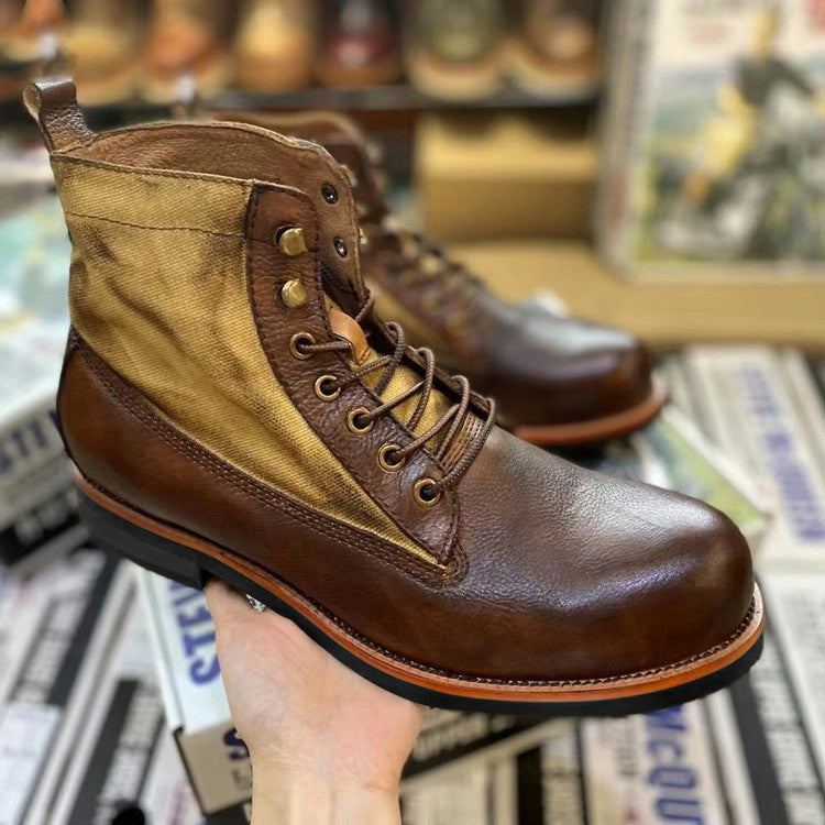 Bottes Martin rétro en cuir pour homme, hiver