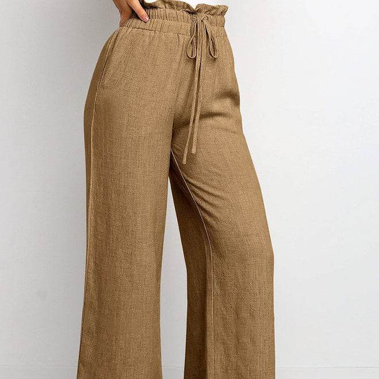 Pantalon large Pantalon court de couleur unie - Droxev