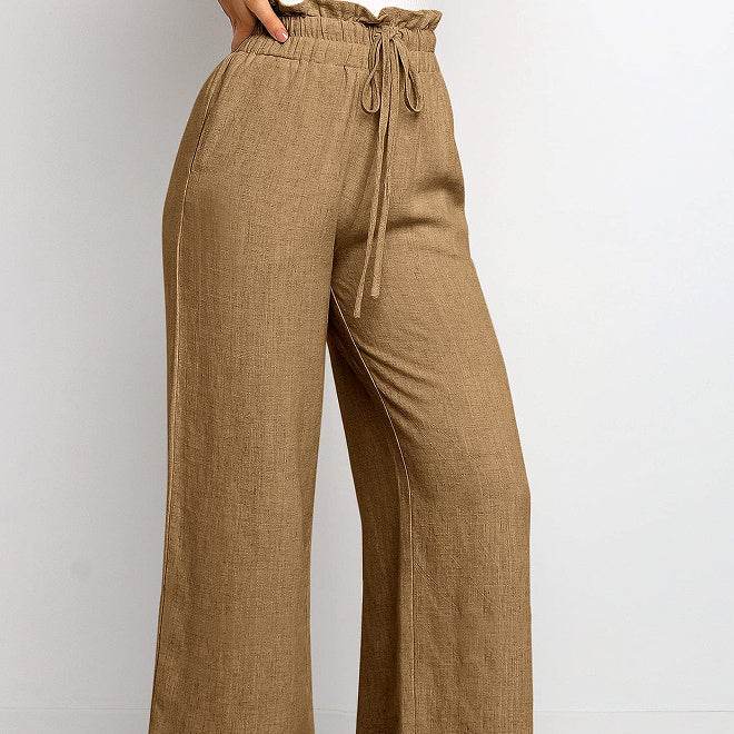 Pantalon large Pantalon court de couleur unie - Droxev