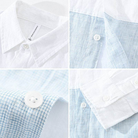 Chemise à manches longues avec coutures contrastées pour homme - Droxev