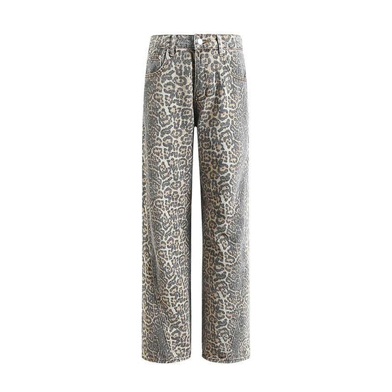 Pantalon large en denim imprimé délavé et vieilli pour femme - Droxev
