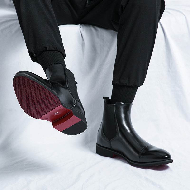 Chaussures montantes décontractées en cuir pour hommes, style britannique - Droxev