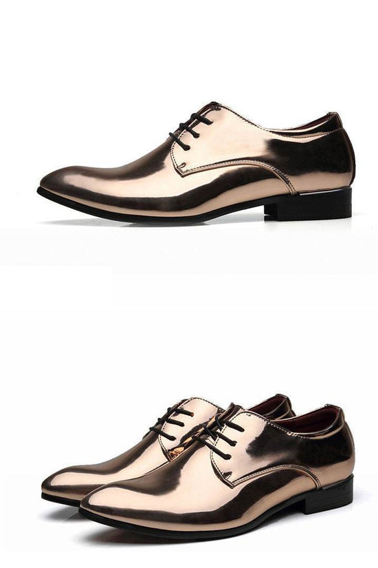 Chaussures pointues britanniques en cuir pour hommes, chaussures en cuir brillant à la mode - Droxev