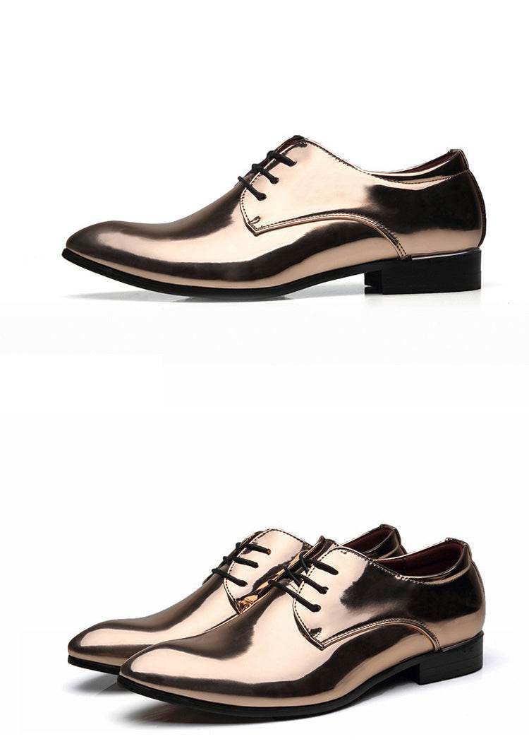 Chaussures pointues britanniques en cuir pour hommes, chaussures en cuir brillant à la mode - Droxev
