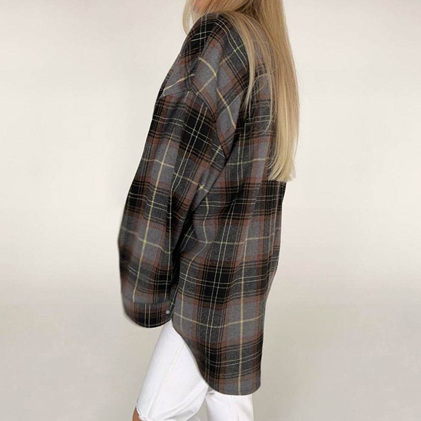 Chemise à manches longues à la mode rétro ample - Droxev