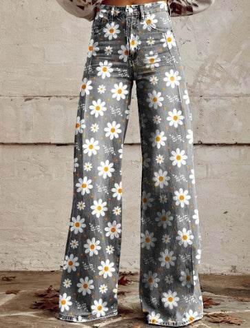 Pantalon large en faux denim fin - Droxev