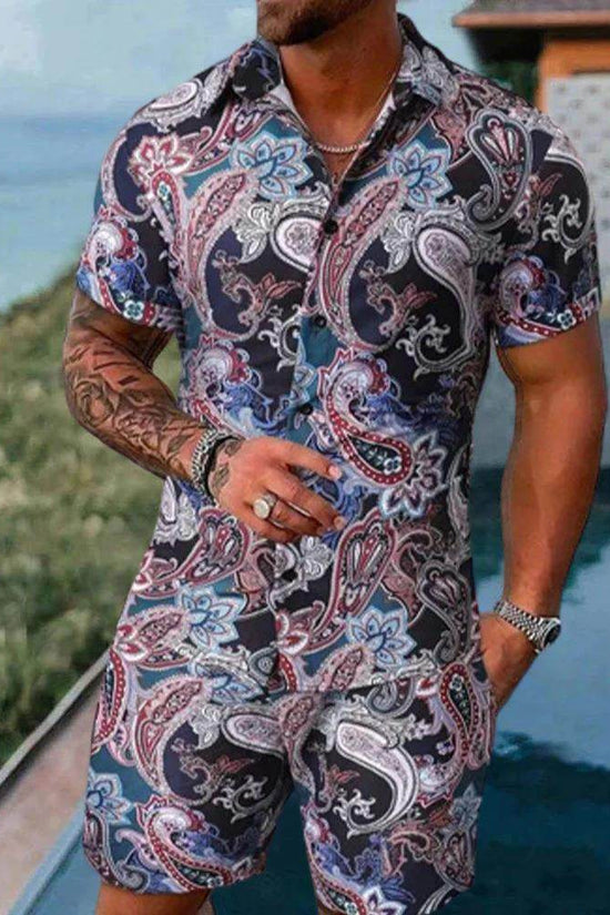 Ensemble Polo Homme Imprimé 3D – T-shirt Manches Courtes + Short - Droxev