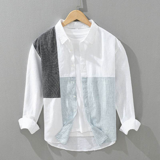 Chemise à manches longues avec coutures contrastées pour homme - Droxev
