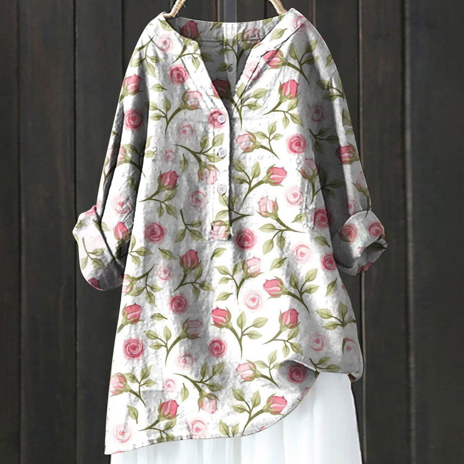 Chemise assortie en lin confort imprimé - Droxev