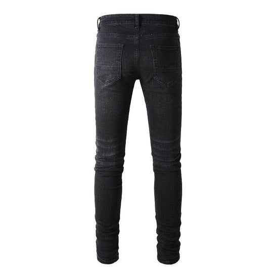 Jean slim noir élastique teinté gris blanc pour homme - Droxev