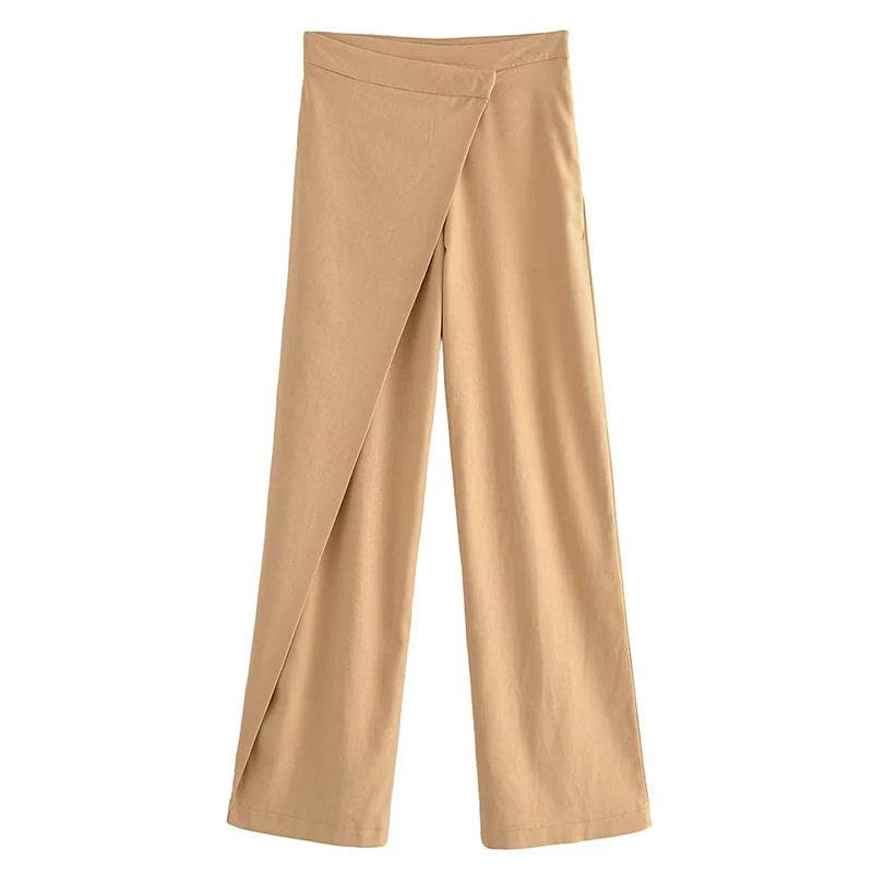 Pantalon en lin mélangé décontracté et polyvalent pour femme - Droxev