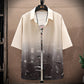 Chemise d'été en soie glacée fine, t-shirt à col ample, type d'engraissement, homme gros