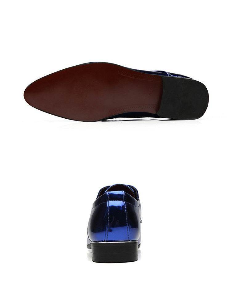 Chaussures pointues britanniques en cuir pour hommes, chaussures en cuir brillant à la mode - Droxev