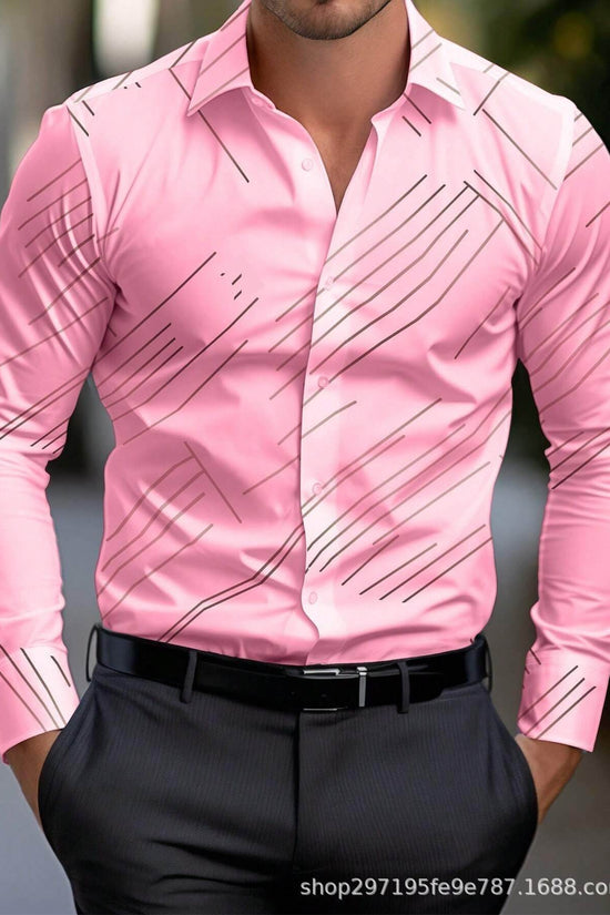 Chemise à Rayures Obliques pour Homme – Grande Taille Décontractée - Droxev