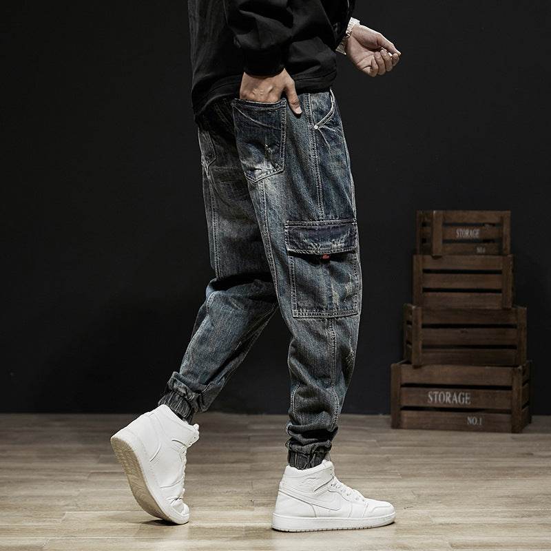 Salopette en jean ample de marque tendance, coupe droite - Droxev