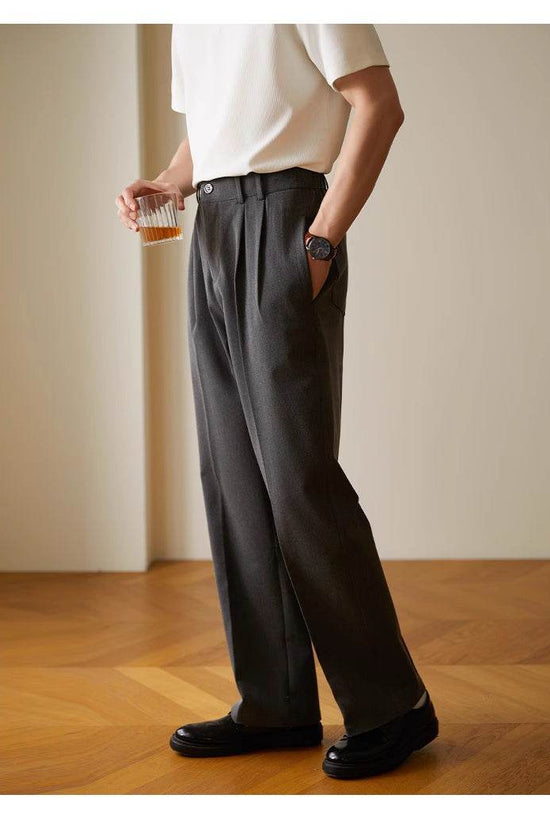 Pantalon décontracté drapé droit et élastique pour le travail - Droxev