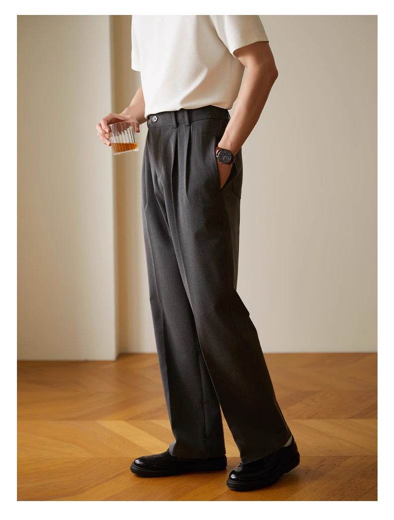 Pantalon décontracté drapé droit et élastique pour le travail - Droxev