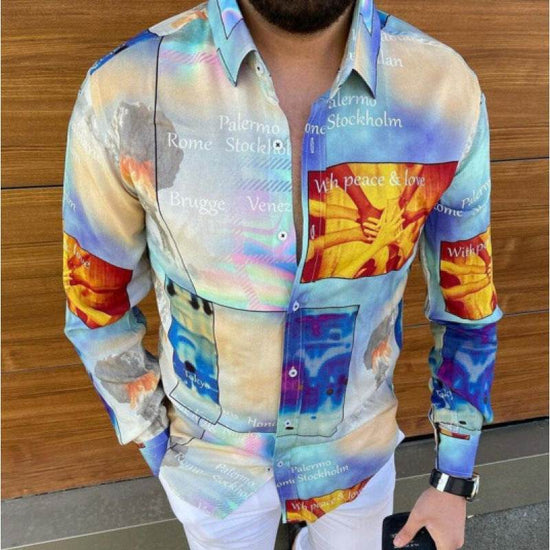 Chemise Homme Imprimée à Manches Longues – Style Streetwear Décontracté Hiver - Droxev