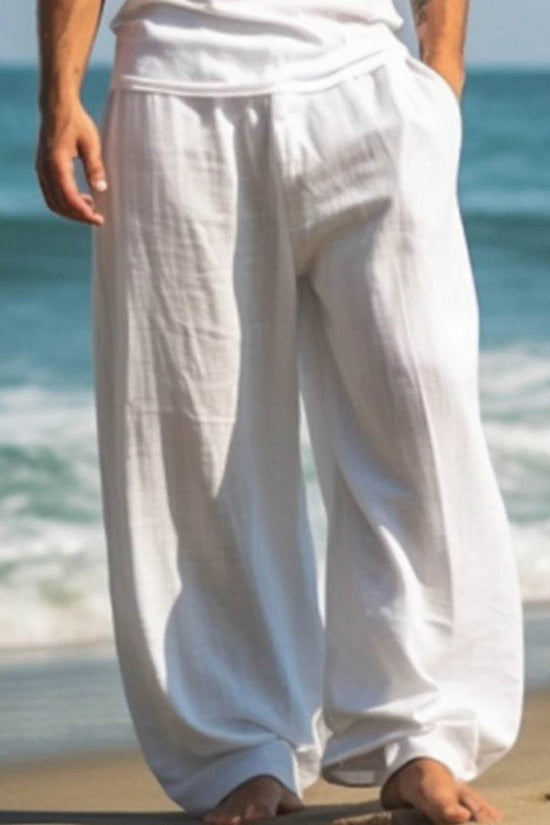 Pantalon décontracté d'extérieur pour la plage, couleur unie, coupe droite - Droxev