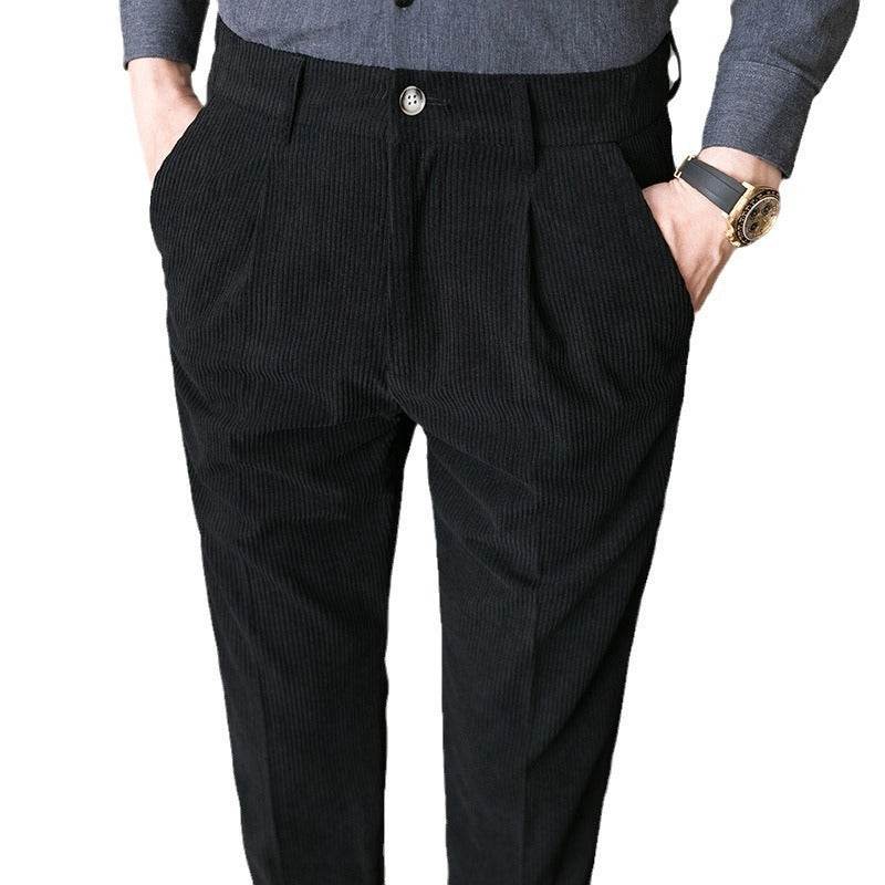 Pantalon décontracté pour homme en velours côtelé coupe slim - Droxev