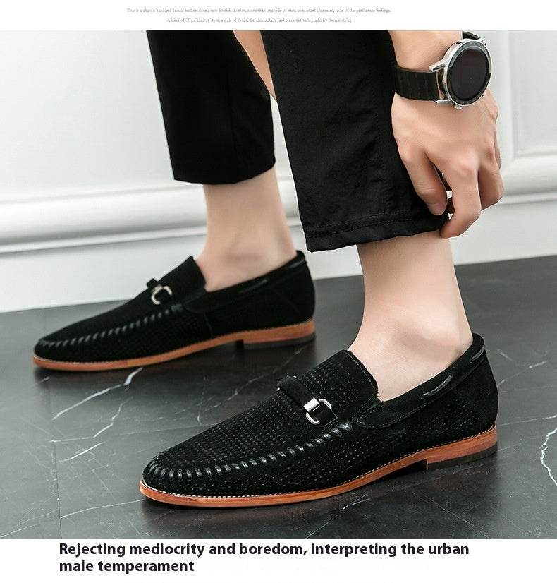 Chaussures à enfiler en cuir respirantes et résistantes au poinçonnage, style britannique - Droxev