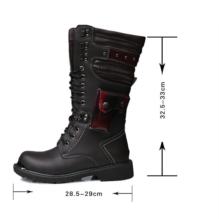 Bottes militaires montantes pour homme, en cuir et outillage