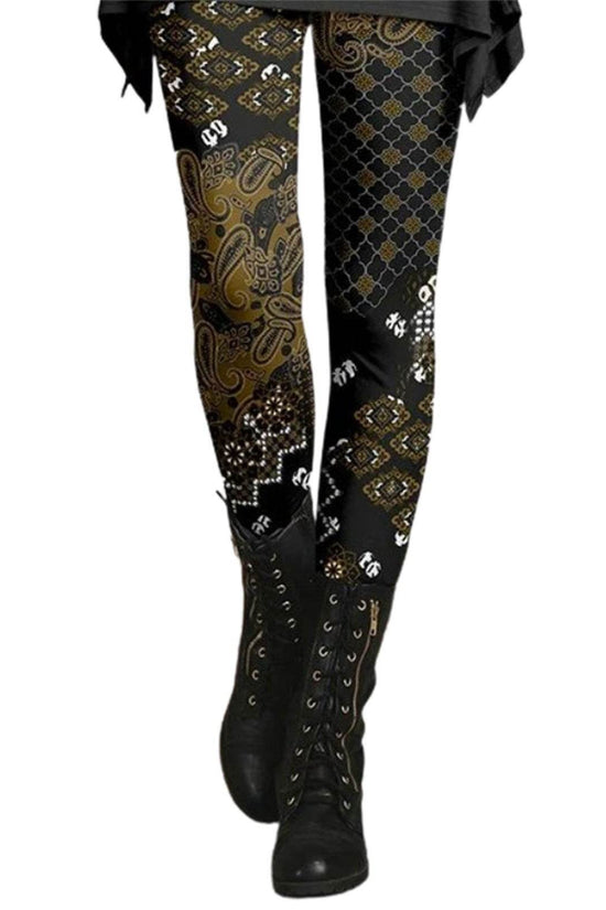 Leggings amincissants imprimés style rétro ethnique pour femmes - Droxev