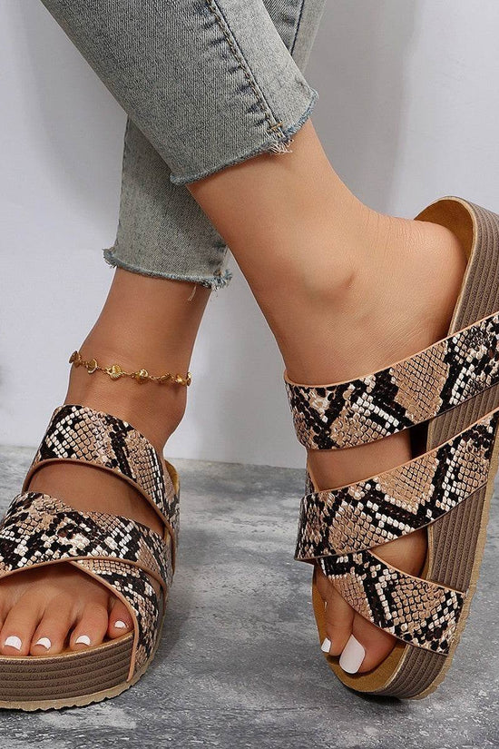 Sandales d'été à plateforme pour femmes, chaussures de plage plates, à brides croisées tissées - Droxev