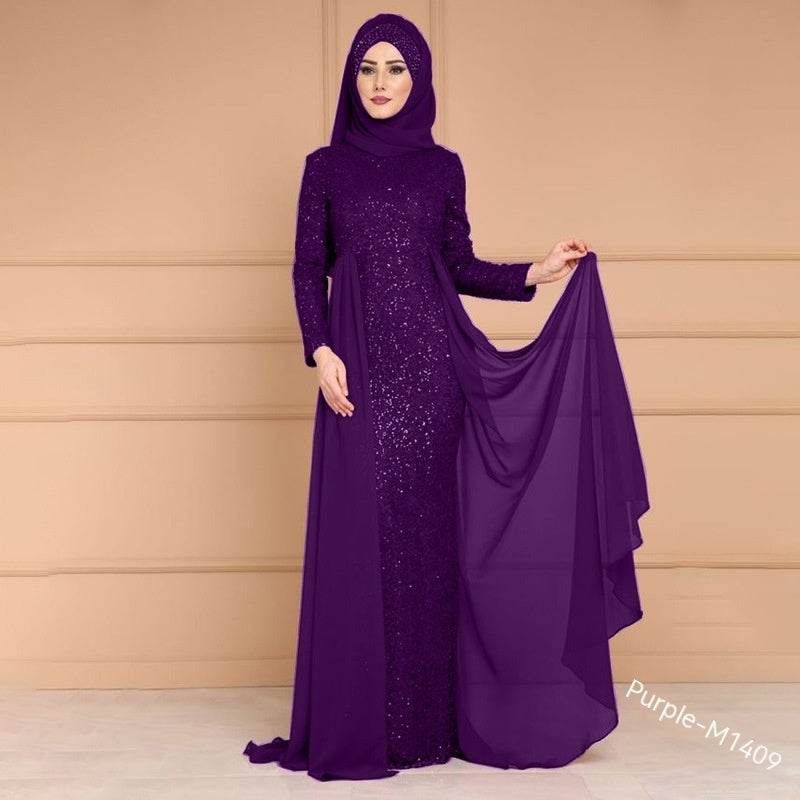 Robe longue queue de poisson style rétro à paillettes amincissantes pour femme - Droxev