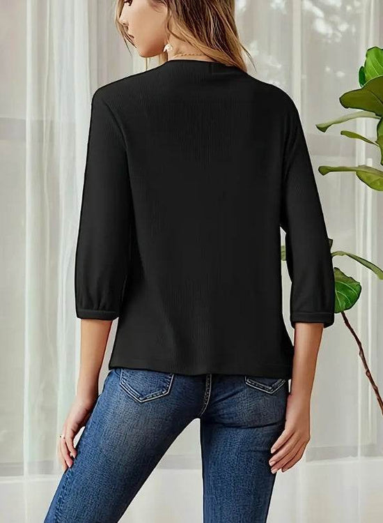 Cardigan en tricot gaufré de couleur unie - Droxev
