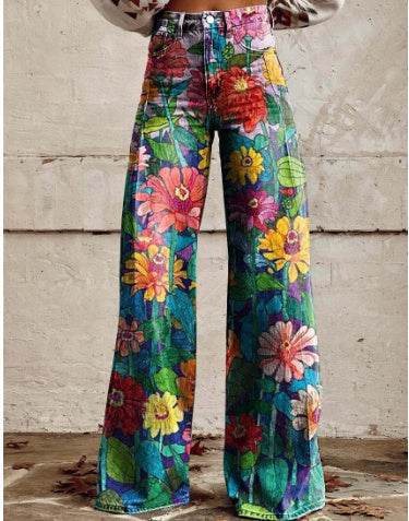 Pantalon large en faux denim fin - Droxev