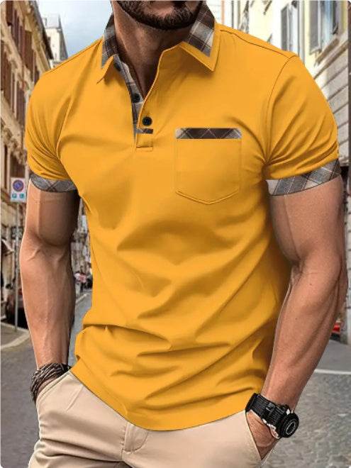 Polos de sport à manches courtes à carreaux assortis aux couleurs européennes et américaines - Droxev