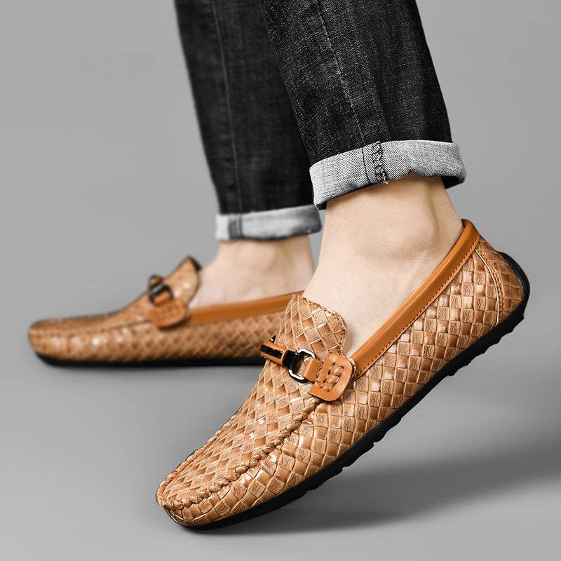 Chaussures décontractées en cuir à talon plat pour hommes - Droxev