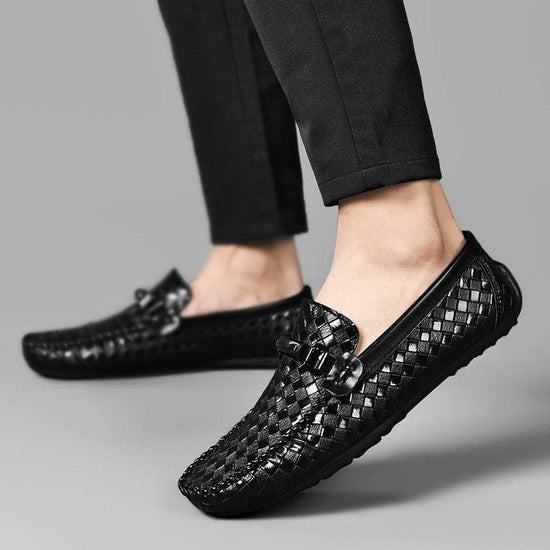 Chaussures décontractées en cuir à talon plat pour hommes - Droxev