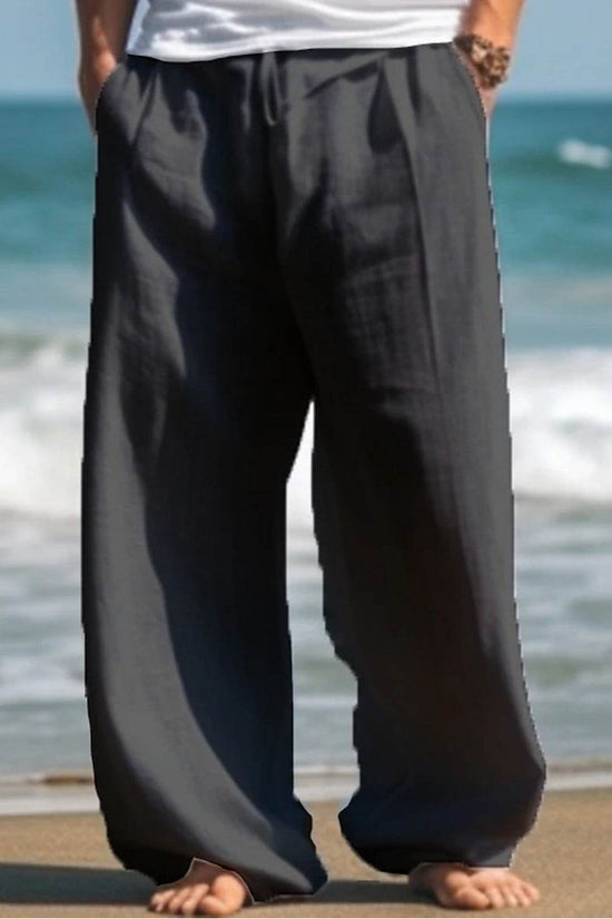 Pantalon décontracté d'extérieur pour la plage, couleur unie, coupe droite - Droxev