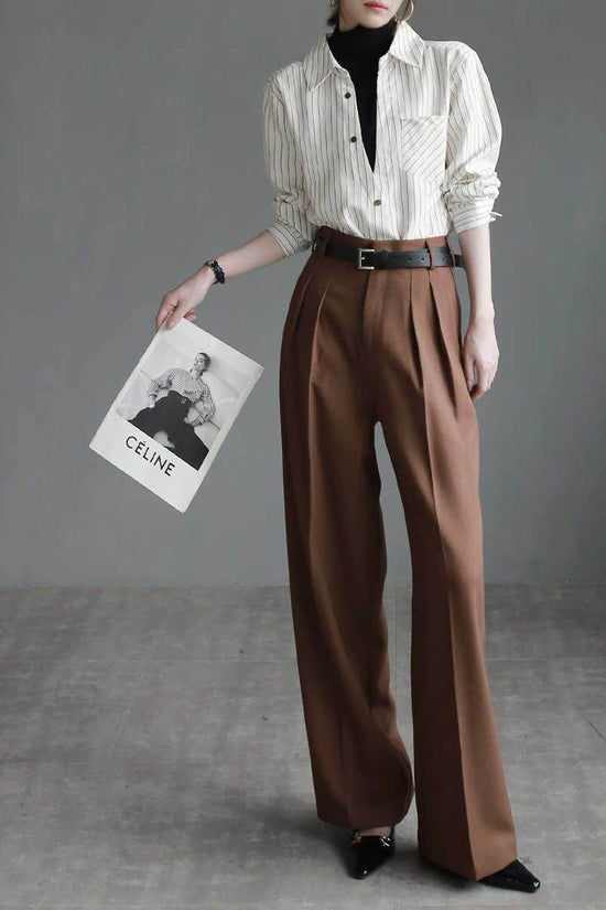 Pantalon de costume pour femme, pantalon slim à jambes larges - Droxev