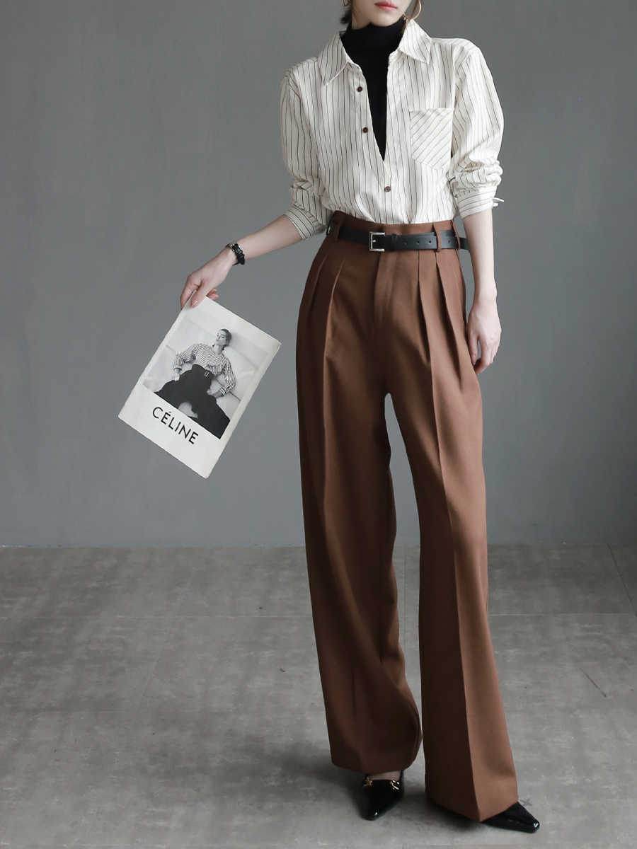 Pantalon de costume pour femme, pantalon slim à jambes larges - Droxev