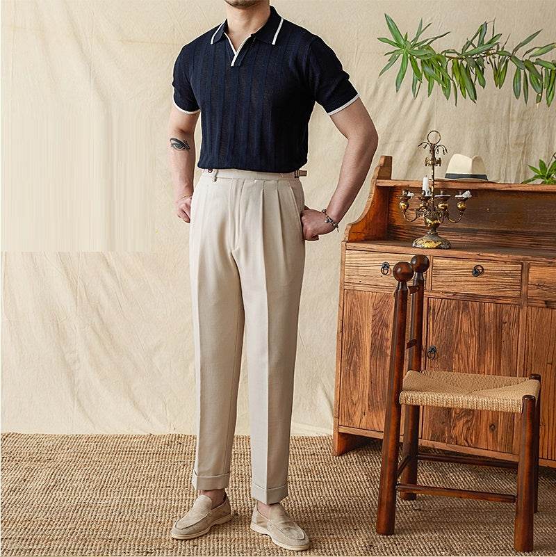 Polo d'été à manches courtes et col ciseaux pour homme - Droxev