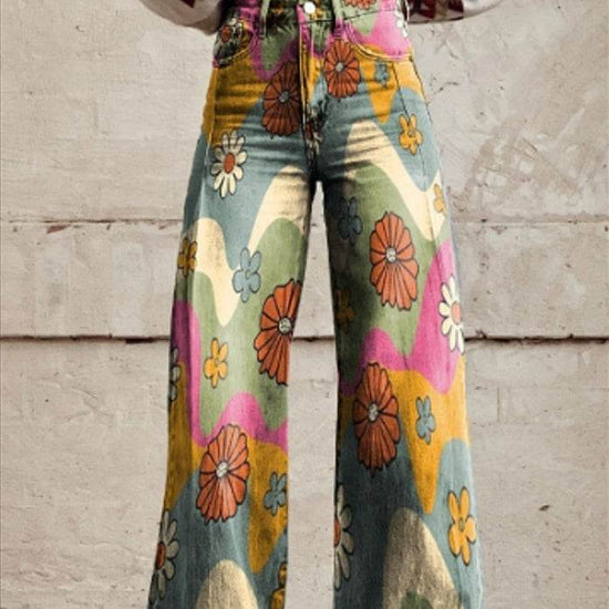 Pantalon large en faux denim fin - Droxev