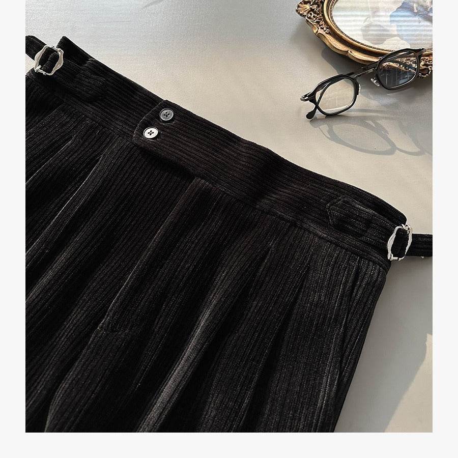 Pantalon de costume en velours côtelé pour homme, coupe droite, pour l'automne - Droxev
