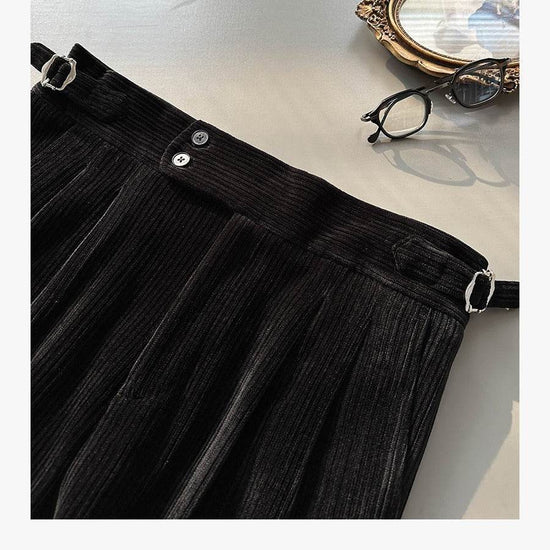 Pantalon de costume en velours côtelé pour homme, coupe droite, pour l'automne - Droxev