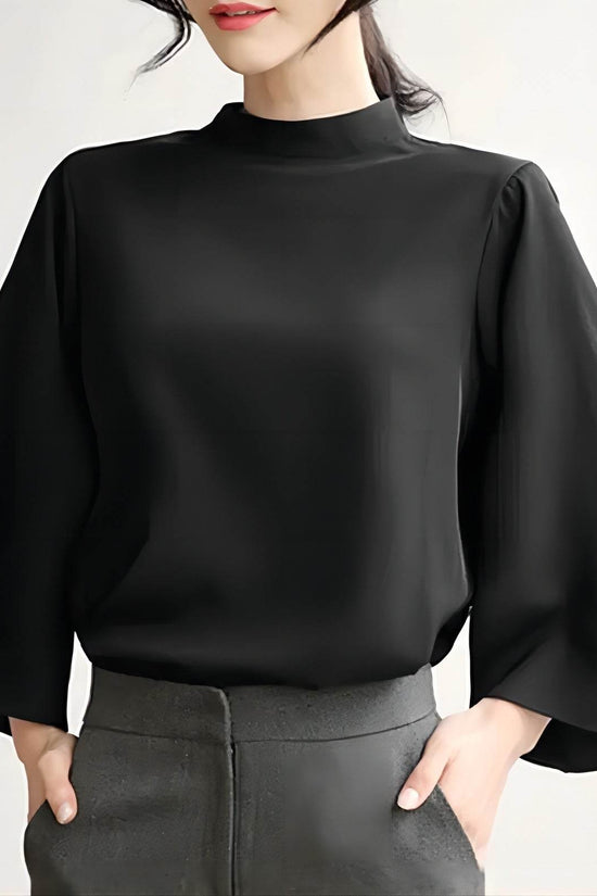 Chemise décontractée à col montant et manches bouffantes - Droxev