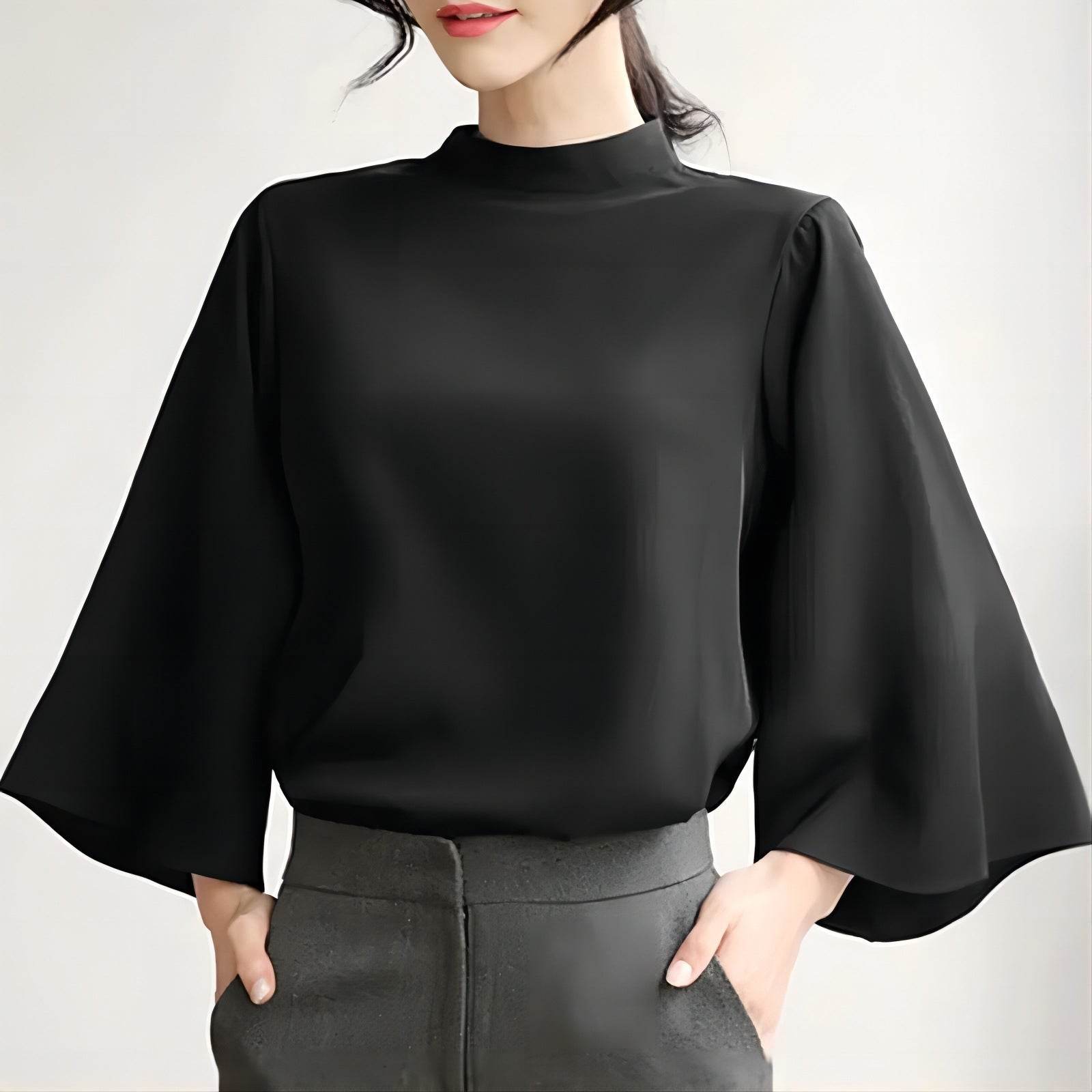 Chemise décontractée à col montant et manches bouffantes - Droxev