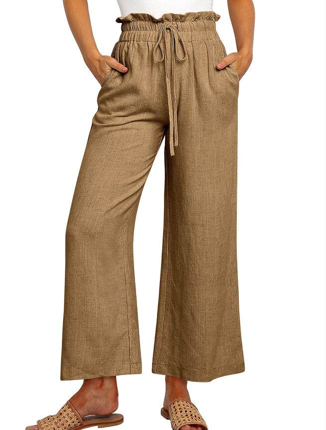 Pantalon large Pantalon court de couleur unie - Droxev