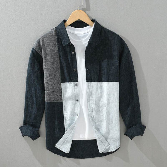 Chemise à manches longues avec coutures contrastées pour homme - Droxev
