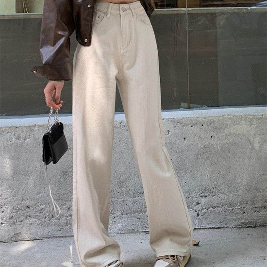 Pantalon en jean blanc coupe droite - Droxev